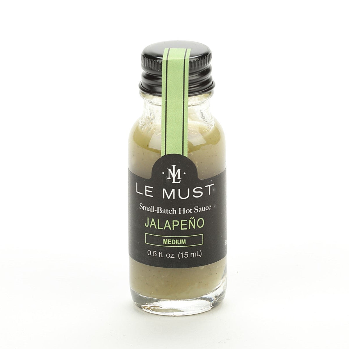 Le Must Jalapeño Hot Sauce, 15 ml, glass bottle, front view