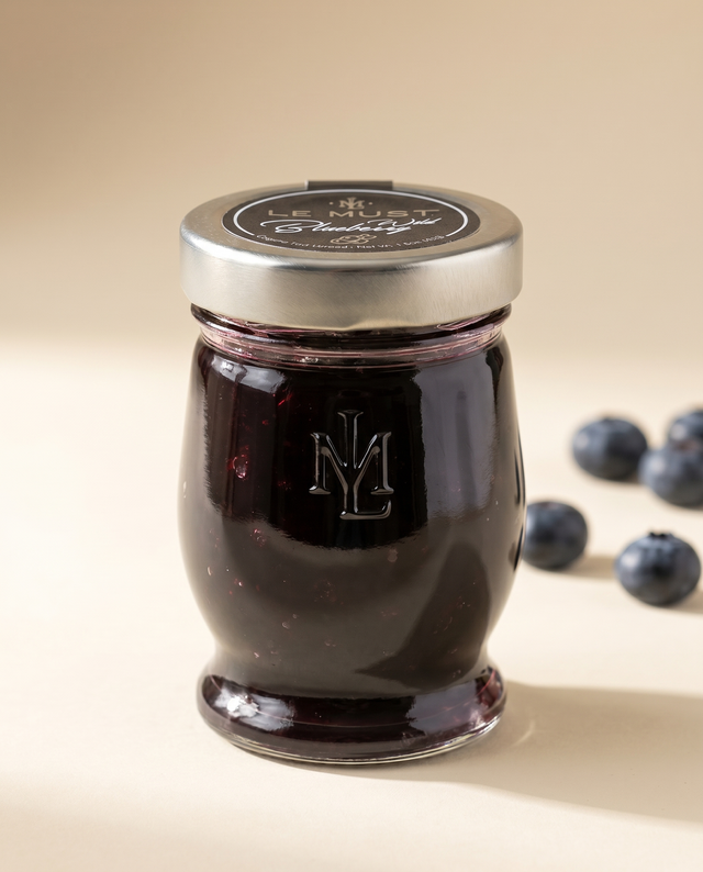 Le Must Deluxe Organic Wild Blueberry Jam, 45 grams, with fresh blueberries