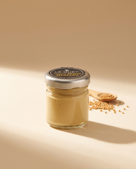 Le Must Premium Organic Dijon Mustard, 33 grams, closed jar